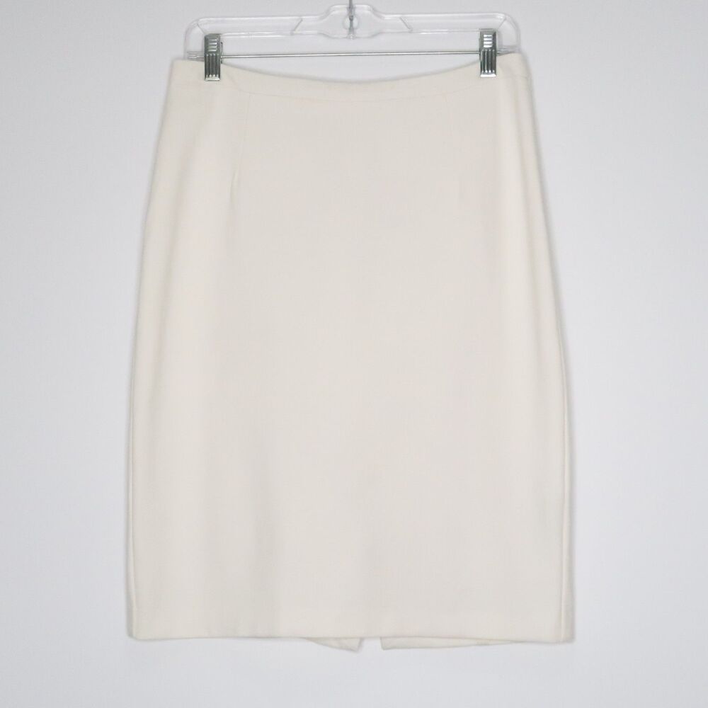 Harve Bernard Womens Pencil Skirt‎ Size 6 White Midi Y2K Minimalist Officecore